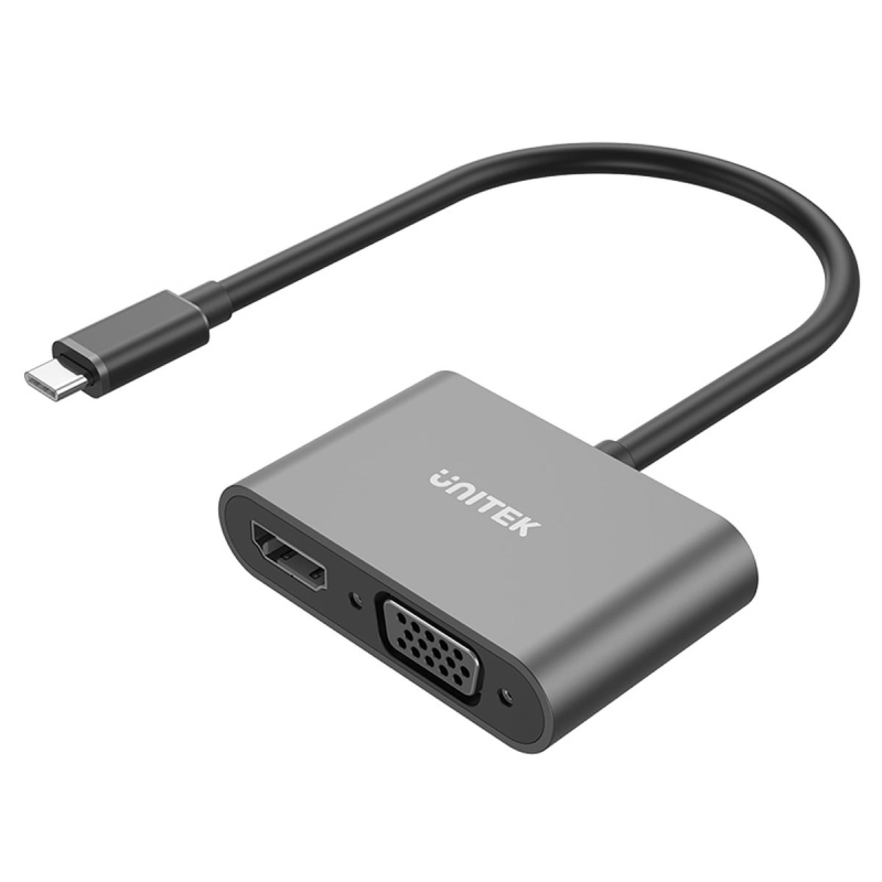 Unitek Adapter USB-C na HDMI 4K 30Hz i VGA FullHD 1080p 60Hz 2 moni na raz