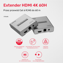 Unitek Ekstender HDMI 2.0 4K 60Hz przez Ethernet do 60m (użyj cat 6)