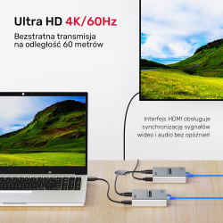Unitek Ekstender HDMI 2.0 4K 60Hz przez Ethernet do 60m (użyj cat 6)