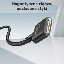 Unitek czarny kabel przewód zasilający USB-C - MagSafe 3 140W 2 m