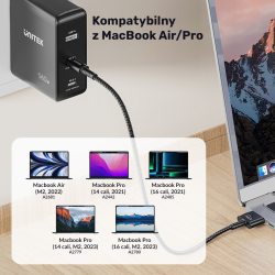 Unitek czarny kabel przewód zasilający USB-C - MagSafe 3 140W 2 m