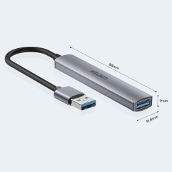 Unitek Hub USB-A na 1x USB-A 5 Gbps, 3x USB-A 2.0, aluminium