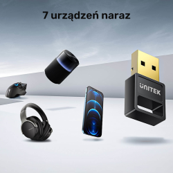 Unitek adapter Bluetooth v 5.3 BLE EDR USB-A czarny do max 7 urządzeń 30m